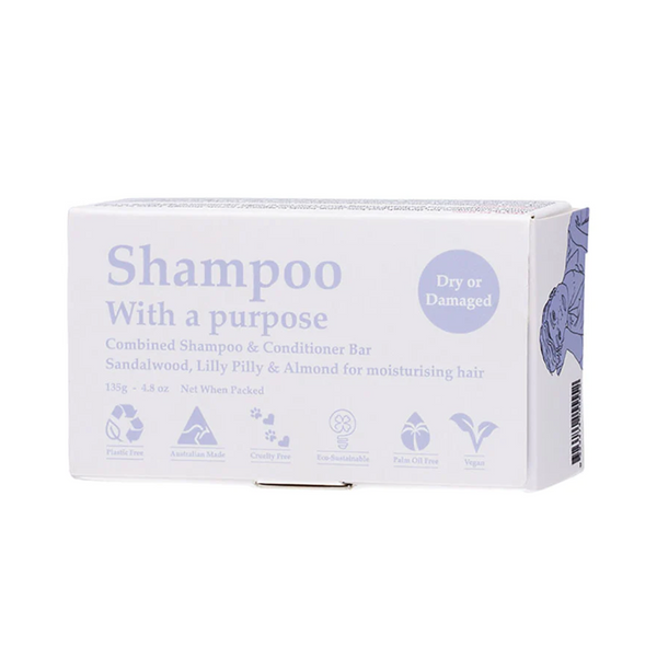 Clover Fields Shampoo with a Purpose by Clover Fields (Shampoo & Conditioner Bar) Dry or Damaged 135g