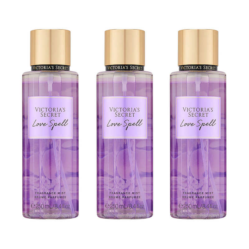 Victoria's Secret Love Spell Fragrance Mist 250ml/8.4 oz - Pack of 3