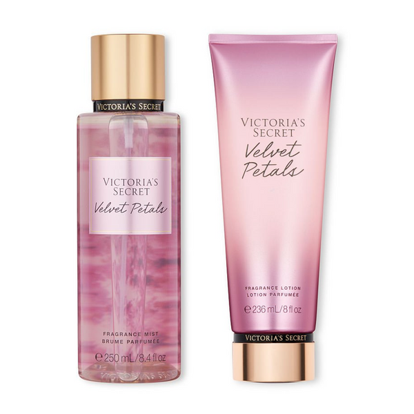 Victoria's Secret Velvet Petals 2 Pc Kit 8.4 oz Fragrance Mist, 8 oz Body Lotion