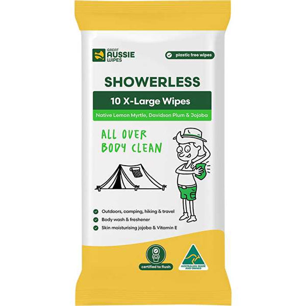 Great Aussie Wipes Showerless X-Large Body Clean Wipes 10pk