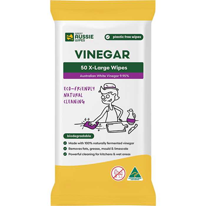 Great Aussie Wipes Vinegar X-Large Natural Cleaning Wipes 50pk