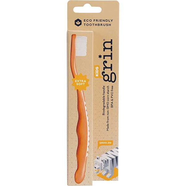 Grin Biodegradable Toothbrush Kids Extra Soft Orange x8