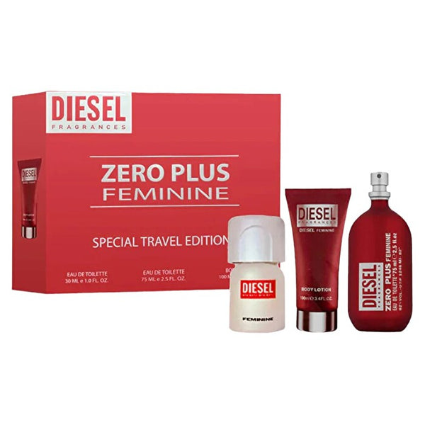 Diesel Zero Plus Ladies 3pc Set - Eau De Toilette & Body Lotion 100ml & Eau De Toilette 30ml 75ml