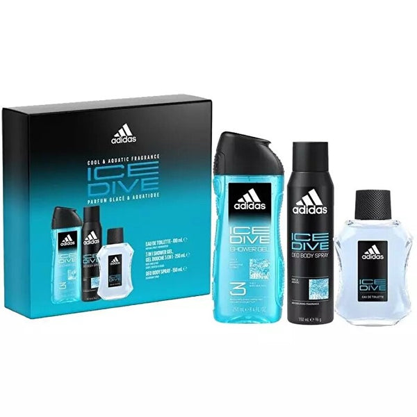 Adidas Ice Dive 3pc Set - Et & Body Spray 150ml & Shower Gel 250ml 100ml