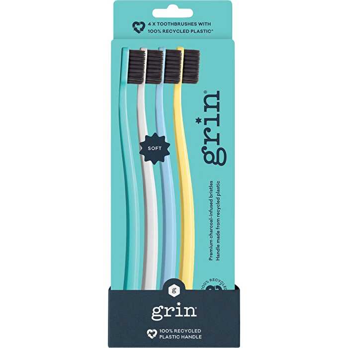 Grin 100% Recycled Toothbrush Soft Summer 8x4pk