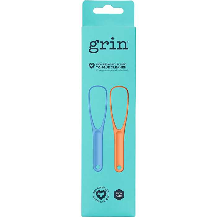 Grin 100% Recycled Plastic Tongue Cleaner Orange, Blue 8x2pk