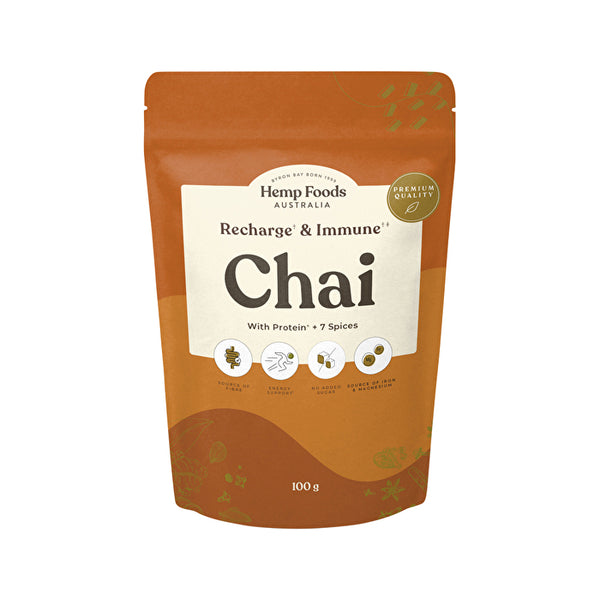 Hemp Foods Australia Chai Recharge + Immune With Protein + 7 Spices 100g