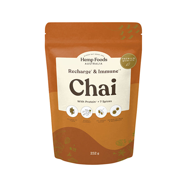 Hemp Foods Australia Chai Recharge + Immune With Protein + 7 Spices 252g