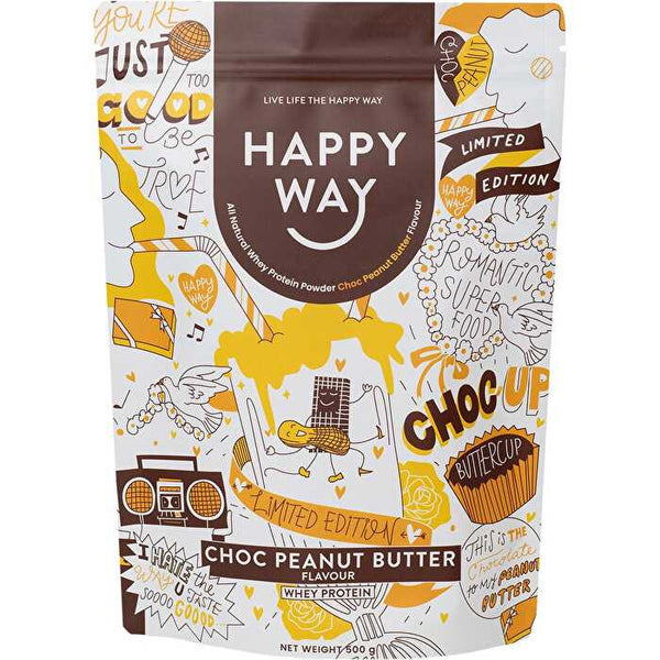 Happy Way Whey Protein Powder Choc Peanut Butter 500g