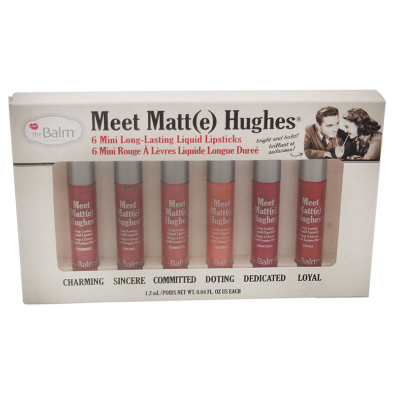 TheBalm Meet Matte Hughes Mini Long-Lasting Liquid Lipsticks Set by the Balm for Women - 6 Pc Set 0.04oz Charming, 0.04oz Sincere, 0.04oz Committed, 0.04oz Doting, 0.04oz Dedicated, 0.04oz Loyal