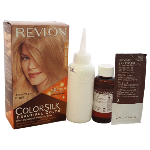 Revlon colorsilk Haircolor #70 Medium Ash Blonde 7A by Revlon for Unisex - 1 Application Hair Color