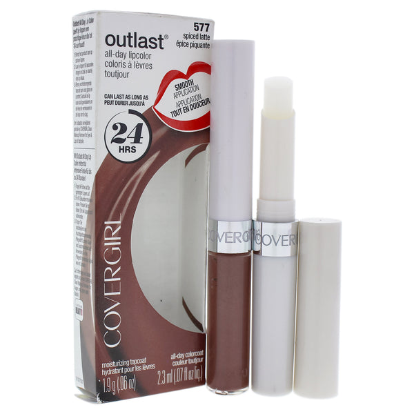 Covergirl Outlast All-Day Lip Color - 577 Spiced Latte by CoverGirl for Women - 2 Pc 0.06oz Moisturizing Top Coat, 0.07oz All-Day Color Coat