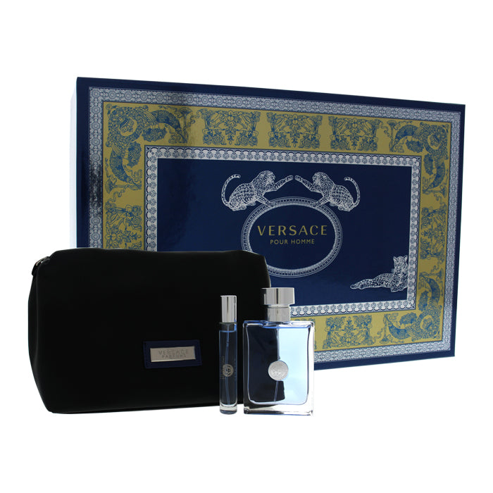 Versace Versace Pour Homme For Men - 3 Pc Gift Set Eau De Toilette Spray 10ml/0.34oz Eau De Toilette Spray Pouch 100ml/3.4oz