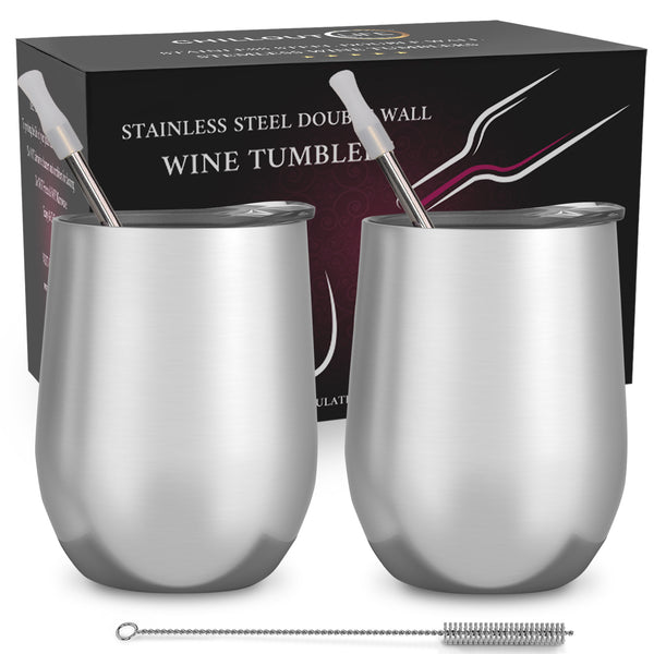 Chillout Life Stainless Steel Insulated Wine Tumbler - Stainless steel by Chillout Life for Unisex - 2 x 12 oz Tumbler
