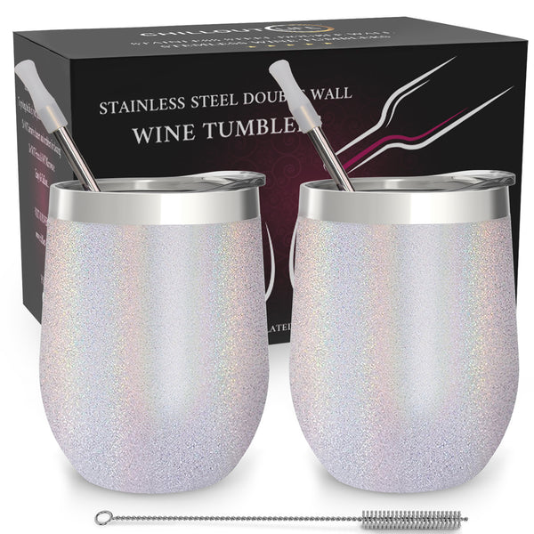 Chillout Life Stainless Steel Double Wall Wine Tumbler - Holo by Chillout Life for Unisex - 2 x 12 oz Tumbler