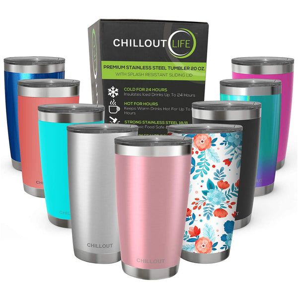 Chillout Life Stainless Steel Tumbler with Lid and Straw - Rose Gold by Chillout Life for Unisex - 20 oz Tumbler
