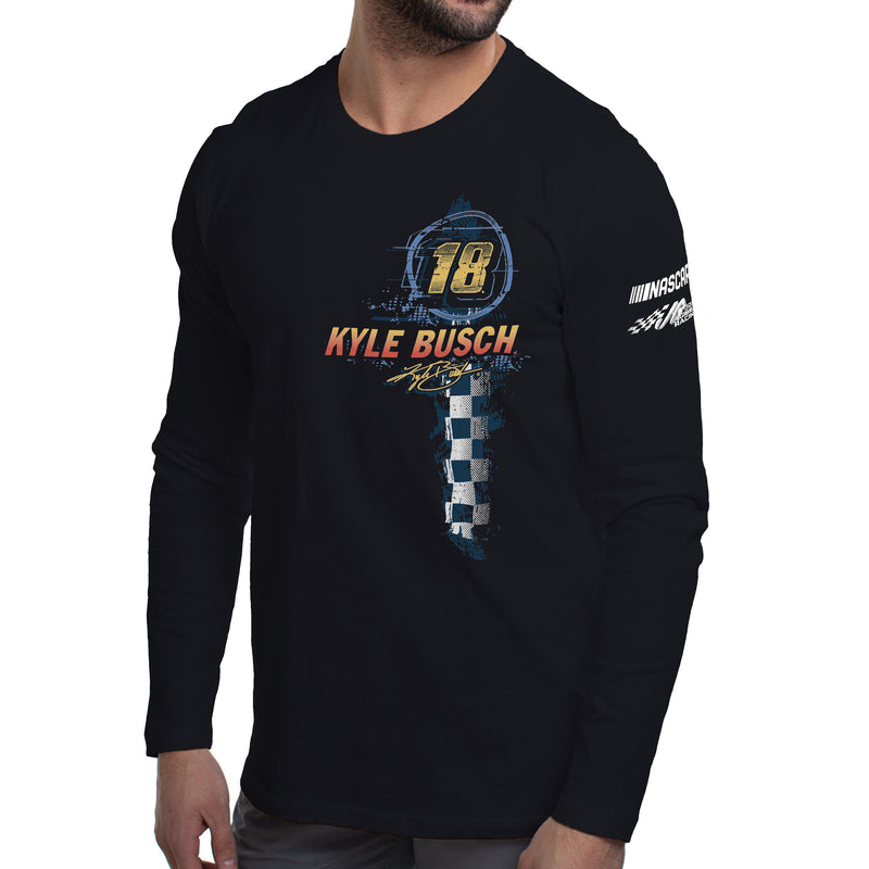 DelSol NASCAR Mens Classic Long Sleeve Crew Tee - Kyle Busch - 8 Black by DelSol for Men - 1 Pc T-Shirt (M)