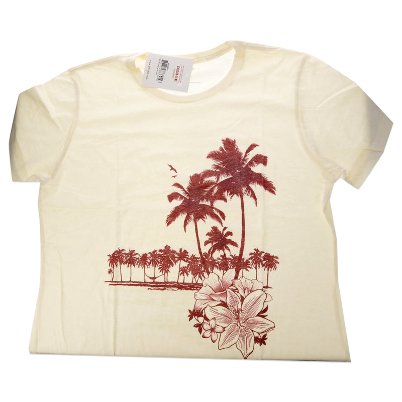 Delsol Womens Boyfriend Tee - Palms and Floral Sunset by Delsol for Women - 1 Pc T-Shirt (2XL)