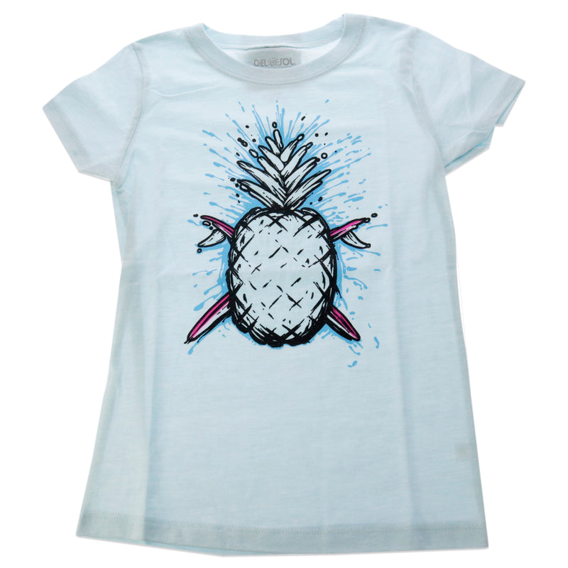 DelSol Kids Premium Crew Tee - Pineapples - Ice Blue by DelSol for Kids - 1 Pc T-Shirt (YM)