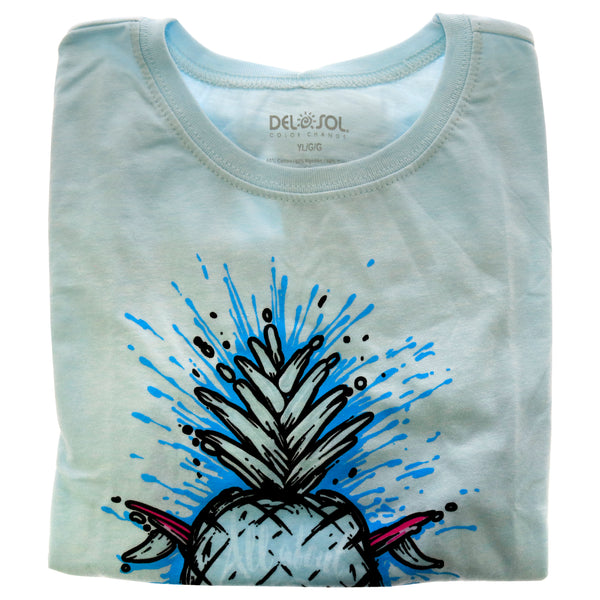 DelSol Kids Premium Crew Tee - Pineapples - Ice Blue by DelSol for Kids - 1 Pc T-Shirt (YL)