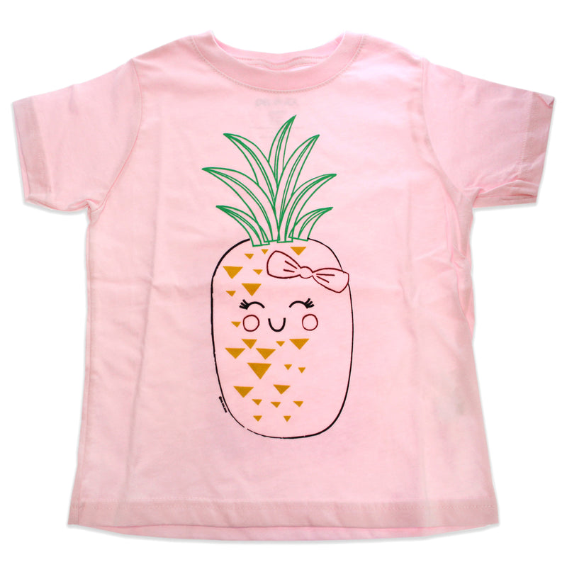 DelSol Girls Crew Tee - Blushing Pineapples - Balerina by DelSol for Kids - 1 Pc T-Shirt (3T)