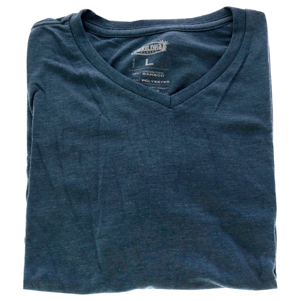 Bamboo V-Neck Tee T-Shirt - Bermuda Blue by Cariloha for Men - 1 Pc T-Shirt (L)