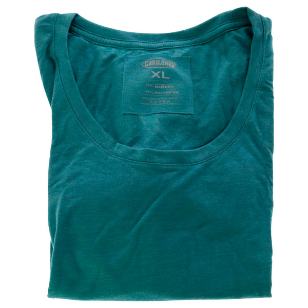 Bamboo Scoop Tee - Tropical Teal Heather by Cariloha for Women - 1 Pc T-Shirt (XL)