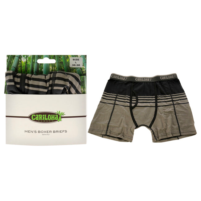 Bamboo Boxer Briefs - Shoreline Gray Stripe by Cariloha for Men - 1 Pc Boxer (L)
