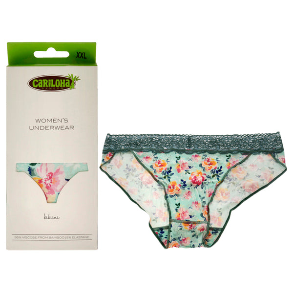 Bamboo Lace Bikini - Aqua Floral by Cariloha for Women - 1 Pc Underwear (2XL)