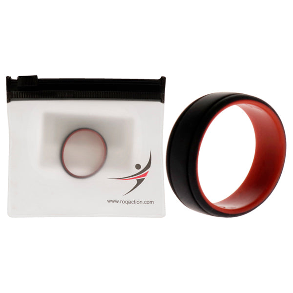 Silicone Wedding 2Layer Lines Ring - Red-Black by ROQ for Men - 15 mm Ring