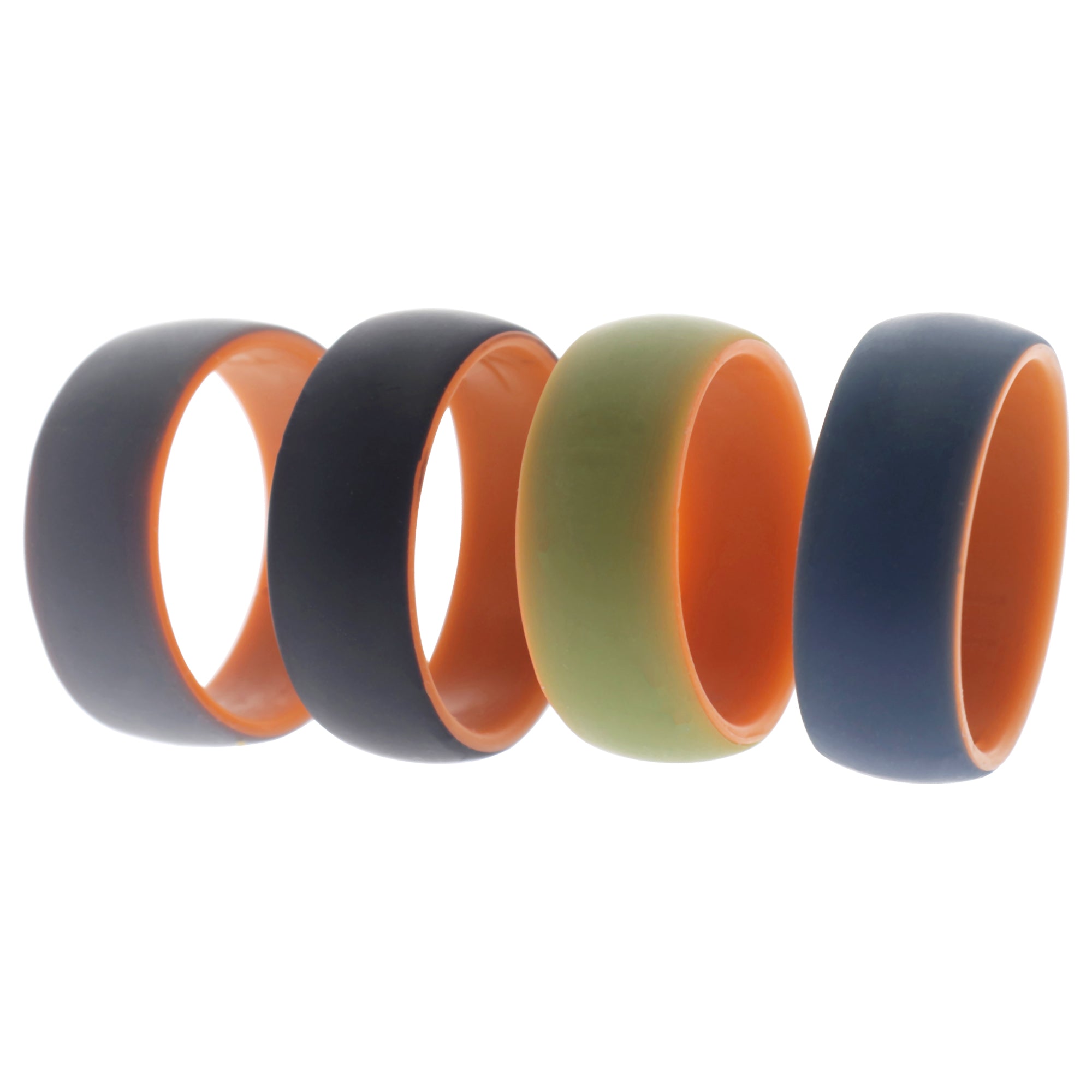 ROQ Silicone Wedding Rings For Men - 4 Pack (Black, Grey, Yellow, Orange), Size 7, 8mm Wide, Medical Grade - View #3