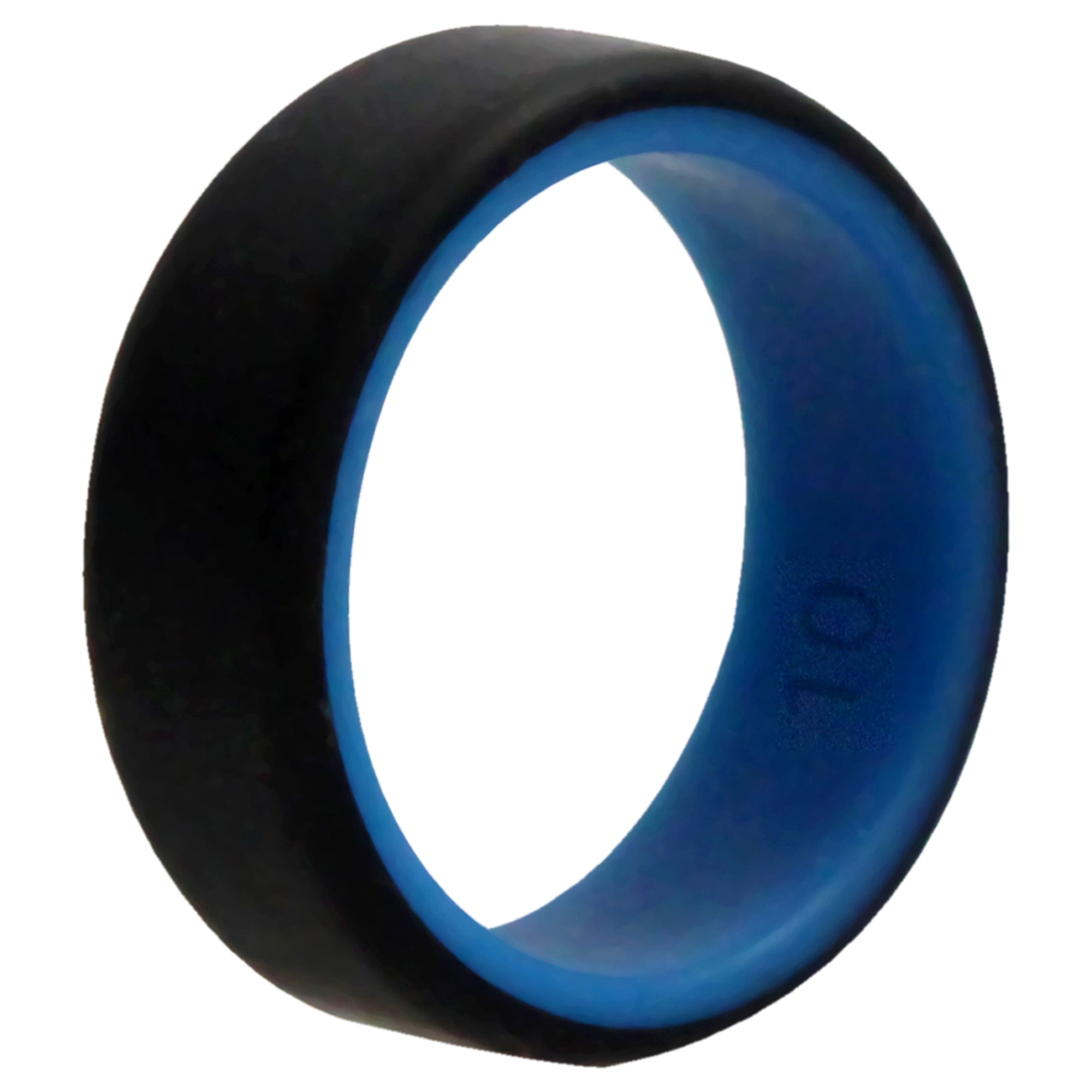 ROQ Men's Silicone Wedding Ring - Size 10, 8mm Step Edge, Beveled Metallic Platinum Color, Comfort-Fit & Breathable