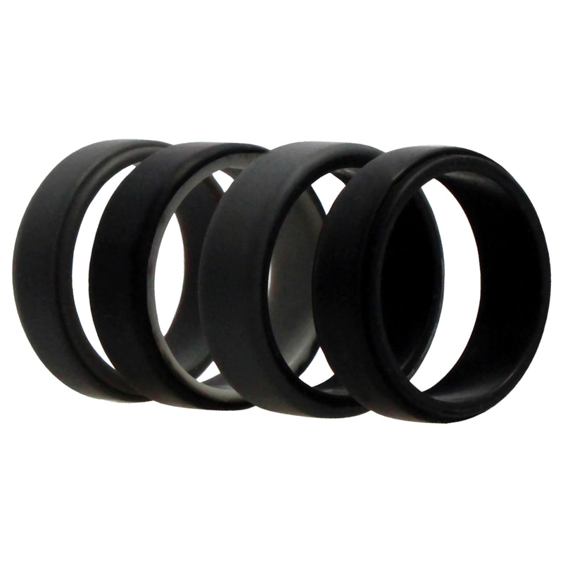 Silicone Wedding 2Layer Beveled 8mm Ring Set - Grey by ROQ for Men - 4 x 13 mm Ring