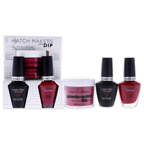 Cuccio Colour Match Makers Plus Dip - Red Eye In Shanghai by Cuccio Colour for Women - 3 Pc 1.6oz Pro Powder Polish Dip System, 0.44oz Veneer Soak Off Gel, 0.43oz Colour Nail Polish