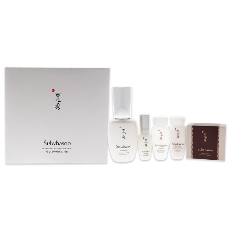 Sulwhasoo Snowise Brightening Serum Set by Sulwhasoo for Women - 5 Pc 1.7oz Serum, 8ml Serum, 15ml Water, 15ml Emulsion, 1.7oz Herbal Soap Red Ginger