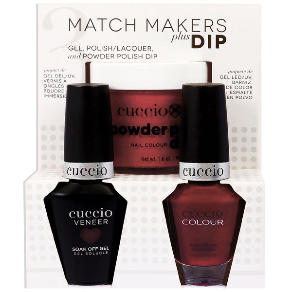 Cuccio Colour Match Makers Plus Dip - Pompeii it forward by Cuccio Colour for Women - 3 Pc 1.6oz Pro Powder Polish Dip System, 0.44oz Veneer Soak Off Gel, 0.43oz Colour Nail Polish