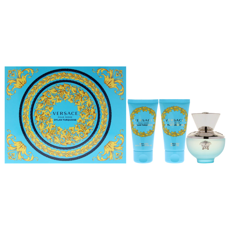 Versace Dylan Turquoise by Versace for Women - 3 Pc 1.7oz EDT Spray, 1.7oz Perfumed Body Gel, 1.7oz Perfumed Bath and Shower Gel