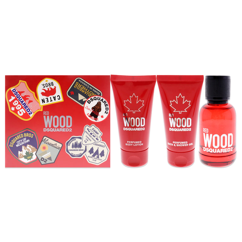 Dsquared2 Red Wood by Dsquared2 for Women - 3 Pc Gift Set 1.7oz EDT Spray, 1.7oz Body Lotion, 1.7oz Bath and Shower Gel