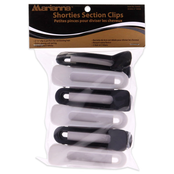 Marianna Shorties Section Clips - White-Black by Marianna for Women - 6 Pc Hair Clips