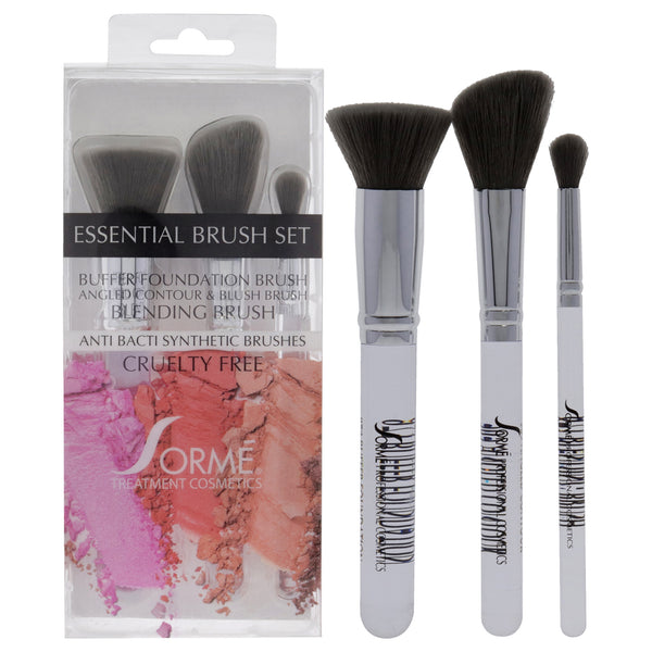 Sorme Cosmetics Professional Brush Set - Essential by Sorme Cosmetics for Women - 3 Pc Buffer Foundation Brush, Angled Contour and Blush Brush, Blending Brush