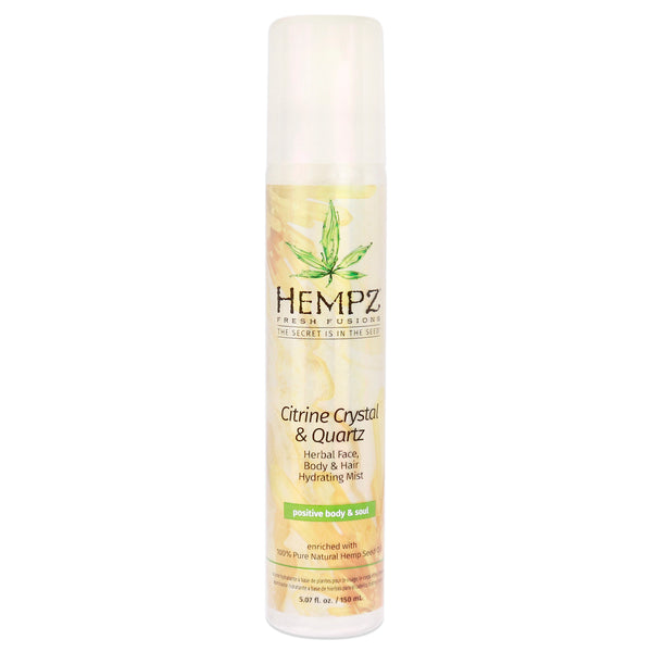 Hempz Fresh Fusions Citrine Crystal and Quartz Herbal Face, Body and Hair Hydrating Mist by Hempz for Unisex - 5.07 oz Body Mist