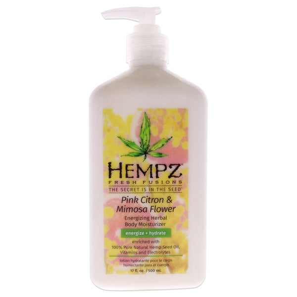 Hempz Fresh Fusions Pink Citron and Mimosa Flower Energizing Herbal Body Moisturizer by Hempz for Unisex - 17 oz Moisturizer