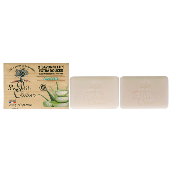 Le Petit Olivier Extra Mild Soap Bars - Aloe Vera by Le Petit Olivier for Men - 2 x 3.5 oz Soap