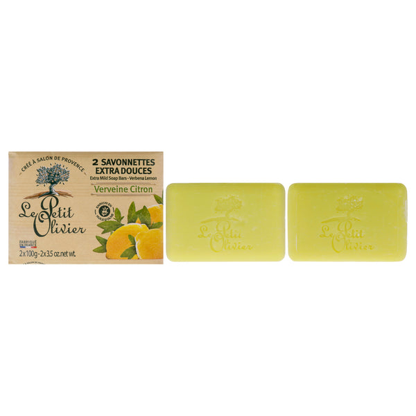 Le Petit Olivier Extra Mild Soap Bars - Verbena Lemon by Le Petit Olivier for Men - 2 x 3.5 oz Soap