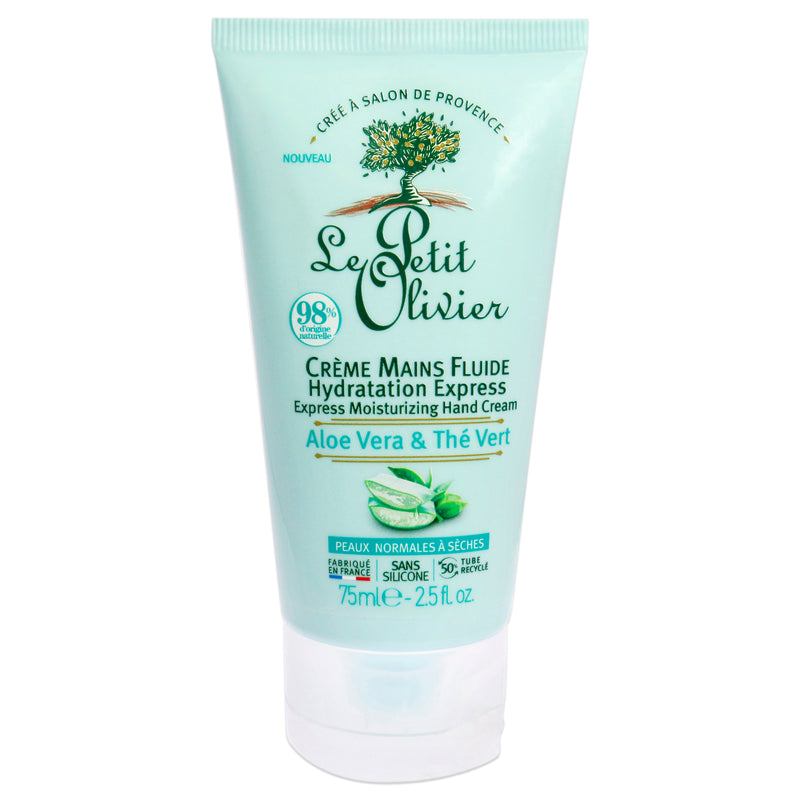 Le Petit Olivier Express Moisturizing Hand Cream - Aloe Vera and Green Tea by Le Petit Olivier for Women - 2.5 oz Cream