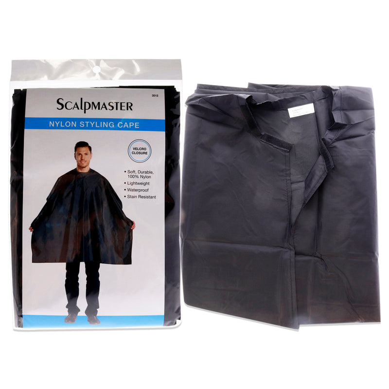 Scalpmaster Nylon Styling Cape with Velcro Closure - Black by Scalpmaster for Unisex - 1 Pc Apron