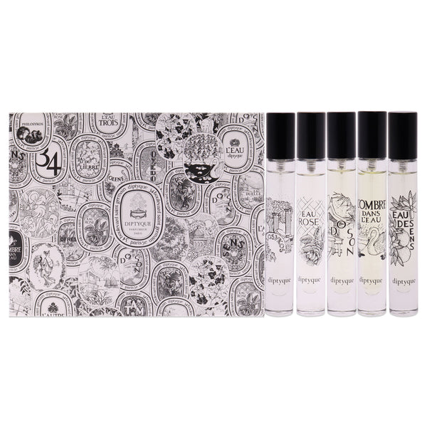 Diptyque Diptyque Discovery Mini Set by Diptyque for Unisex - 5 Pc Set 0.25oz Do Son, 0.25oz Eau des Sens, 0.25oz Philosykos, 0.25oz LOmbre dans lEau, 0.25oz Eau Rose