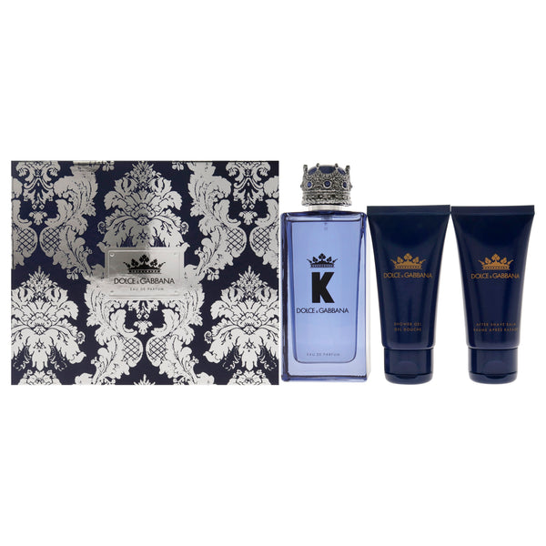 Dolce & Gabbana K by Dolce and Gabbana for Men - 3 Pc Gift Set 3.3oz EDP Spray, 1.6oz Shower Gel, 1.6oz After Shave Balm