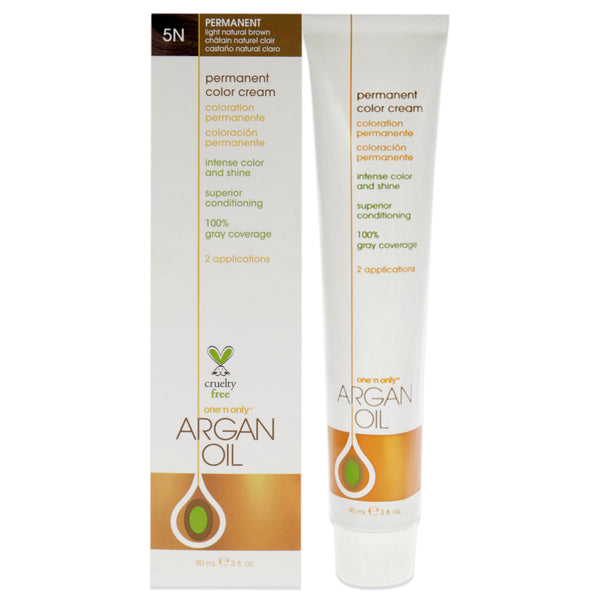 One n Only Argan Oil Permanent Color Cream - 5N Light Natural Brown by One n Only for Unisex - 3 oz Hair Color