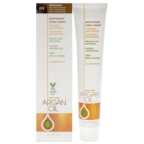 One n Only Argan Oil Permanent Color Cream - 6N Dark Natural Blonde by One n Only for Unisex - 3 oz Hair Color